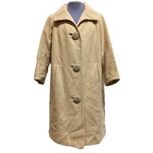 Hudson All Wool Swing Trapeze Coat Ivory Vintage 1960s Made in England